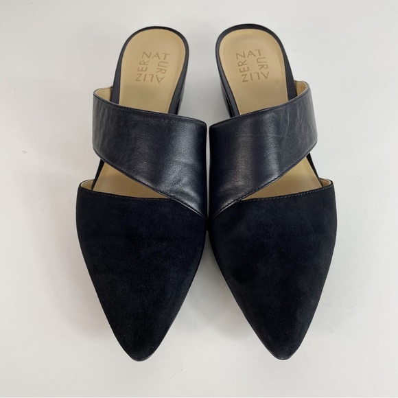 Black Suede Leather Pointed Toe Slip On Mules - Naturalizer - Picture 2 of 9